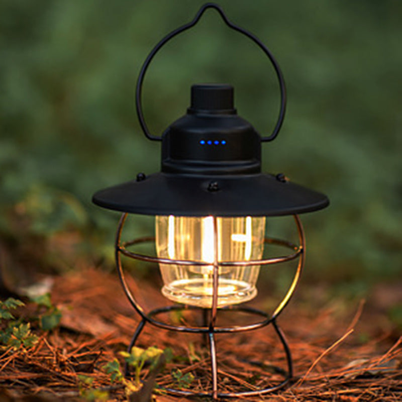 Contemporary Retro Rechargeable Waterproof Lantern Iron ABS PC LED Outdoor Light For Garden