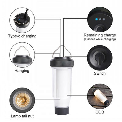 Modern Simplicity Rechargeable Waterproof Cylinder Aluminum Alloy Rubber PC LED Outdoor Light For Garden