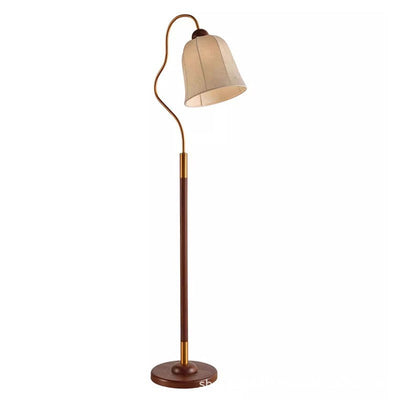 Traditional French Bell Printed Metal Fabric 1-Light Standing Floor Lamp For Living Room