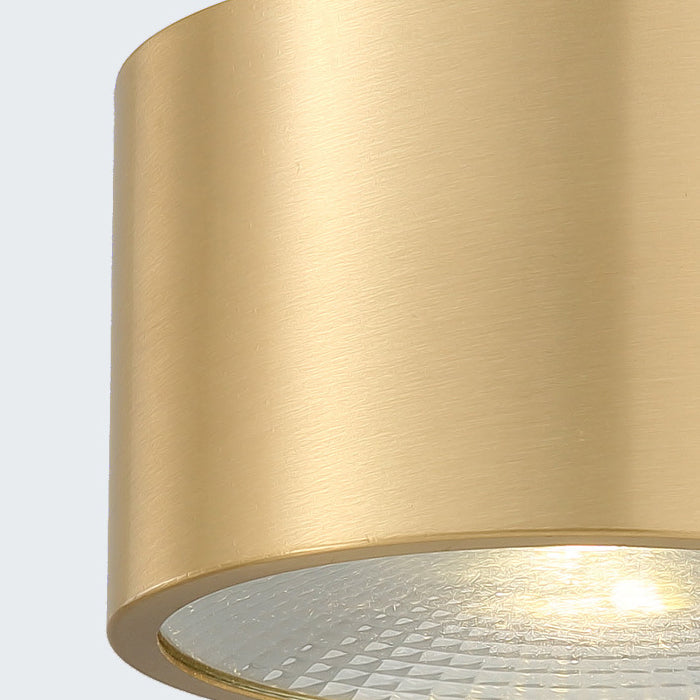 Contemporary Nordic Brass Cylinder Spotlight LED Flush Mount Ceiling Light For Hallway