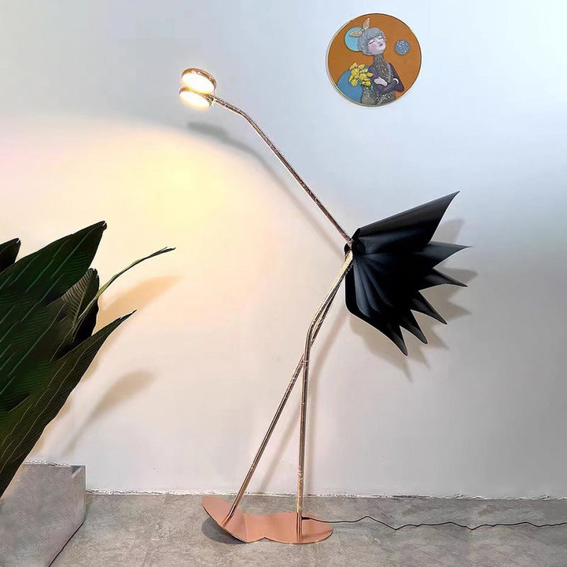 Contemporary Creative Flamingo Iron Acrylic LED Standing Floor Lamp For Living Room