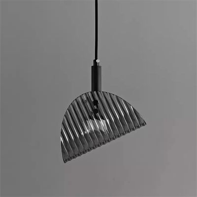 Contemporary Scandinavian Curved Striped Glass Hardware LED Pendant Light For Bedside