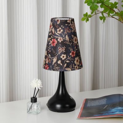 Traditional French Cylinder Floral Gourd Rechargeable Fabric Iron 1-Light Table Lamp Night Light For Bedside