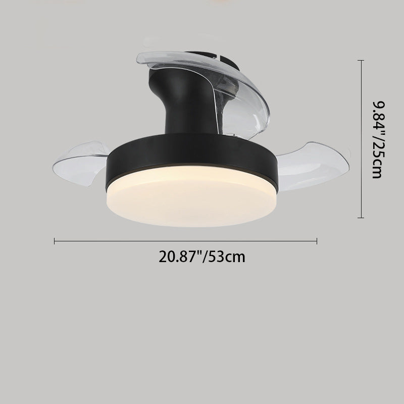 Contemporary Nordic Iron Acrylic ABS Round Texture LED Semi-Flush Mount Ceiling Fan Light For Living Room