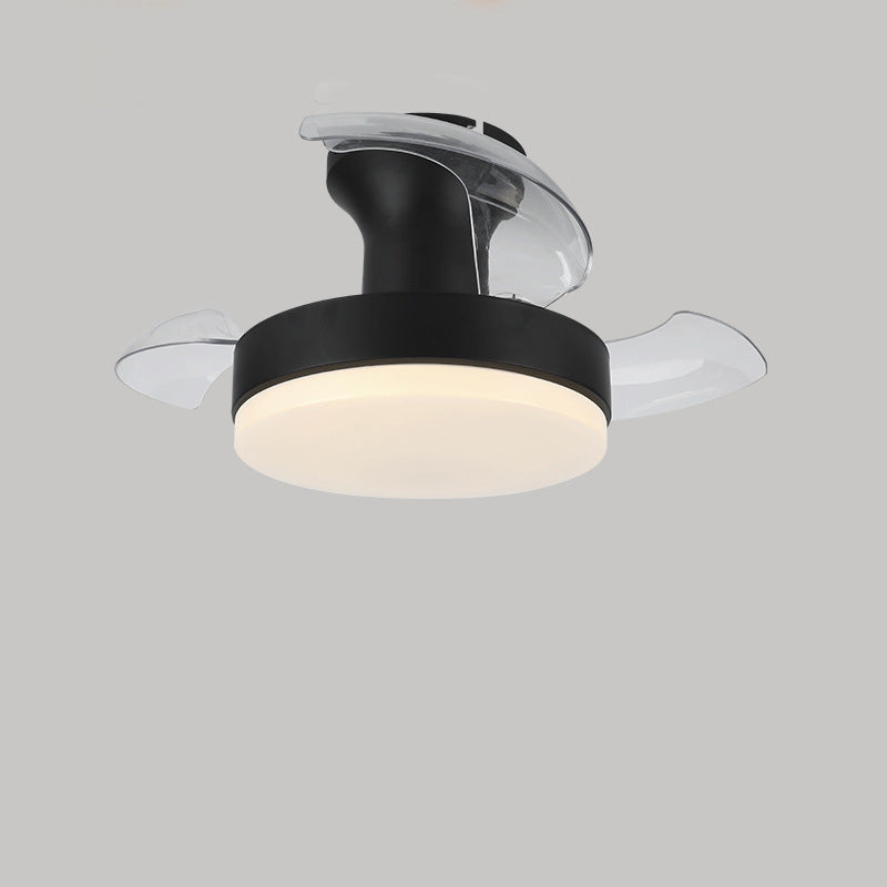 Contemporary Nordic Iron Acrylic ABS Round Texture LED Semi-Flush Mount Ceiling Fan Light For Living Room