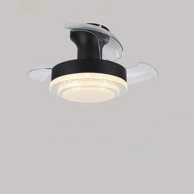 Contemporary Nordic Iron Acrylic ABS Round Texture LED Semi-Flush Mount Ceiling Fan Light For Living Room