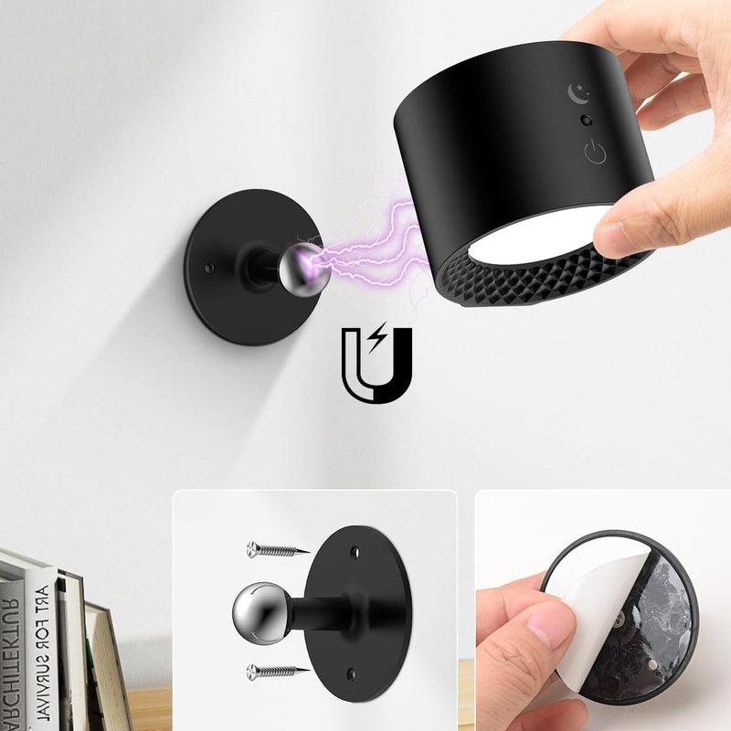 Modern Minimalist Rechargeable Cylinder Magnetic ABS PC LED Wall Sconce Lamp Night Light For Bedside