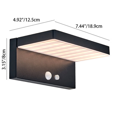 Modern Minimalist Solar Waterproof Rectangular Aluminum PC LED Wall Sconce Lamp For Outdoor Patio