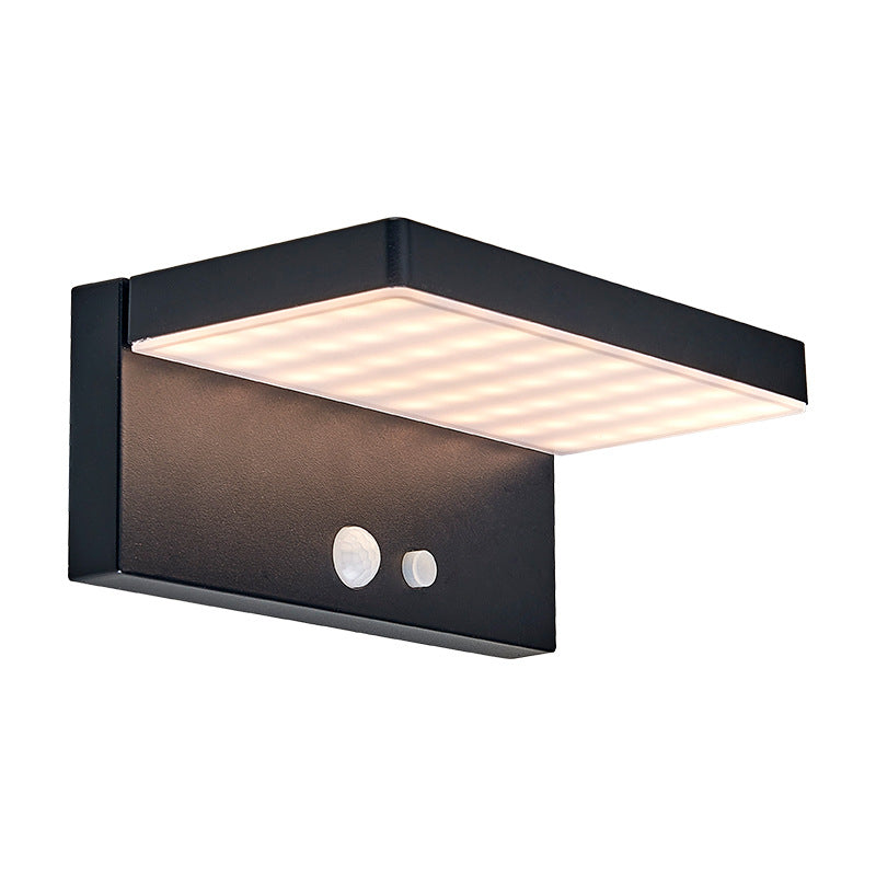 Modern Minimalist Solar Waterproof Rectangular Aluminum PC LED Wall Sconce Lamp For Outdoor Patio