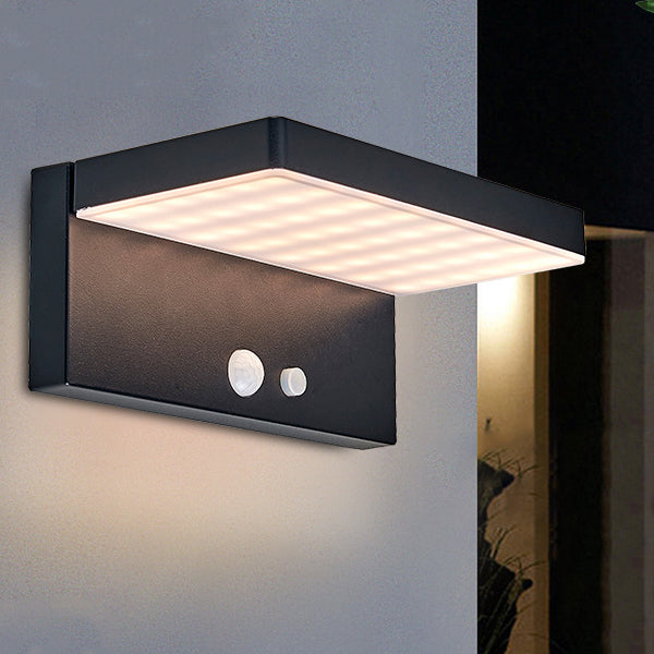 Modern Minimalist Solar Waterproof Rectangular Aluminum PC LED Wall Sconce Lamp For Outdoor Patio