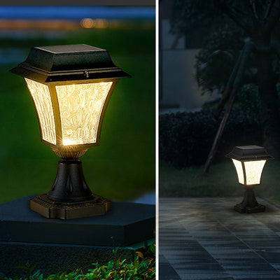 Contemporary Retro Solar Waterproof Aluminum Glass Ripple Cylinder LED Outdoor Light Landscape Lighting For Garden