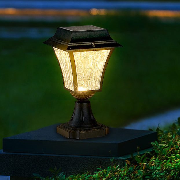 Contemporary Retro Solar Waterproof Aluminum Glass Ripple Cylinder LED Outdoor Light Landscape Lighting For Garden