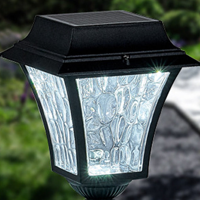 Contemporary Retro Solar Waterproof Aluminum Glass Ripple Cylinder LED Outdoor Light Landscape Lighting For Garden