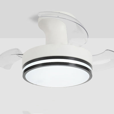 Contemporary Nordic Iron Acrylic ABS Round Stripe LED Semi-Flush Mount Ceiling Fan Light For Living Room