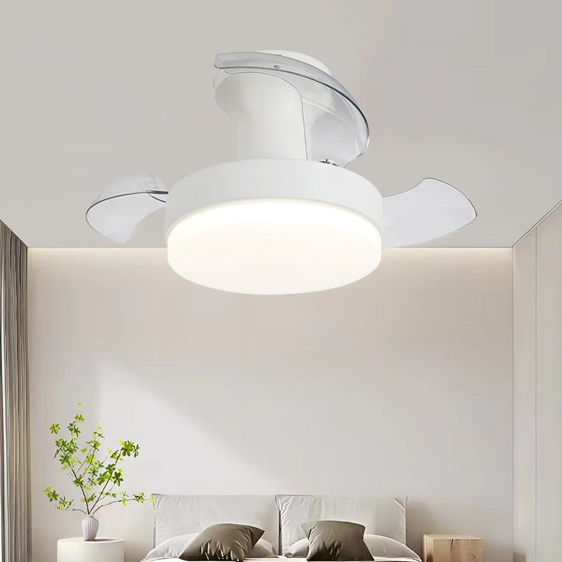 Contemporary Nordic Iron Acrylic ABS Round Stripe LED Semi-Flush Mount Ceiling Fan Light For Living Room