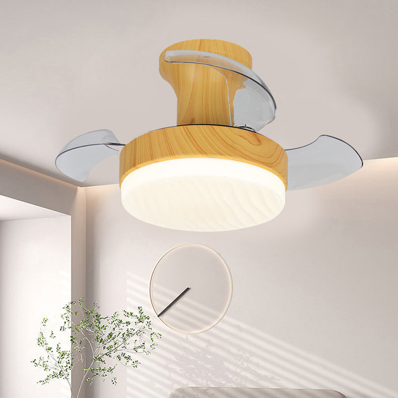 Contemporary Nordic Iron Acrylic ABS Round Stripe LED Semi-Flush Mount Ceiling Fan Light For Living Room