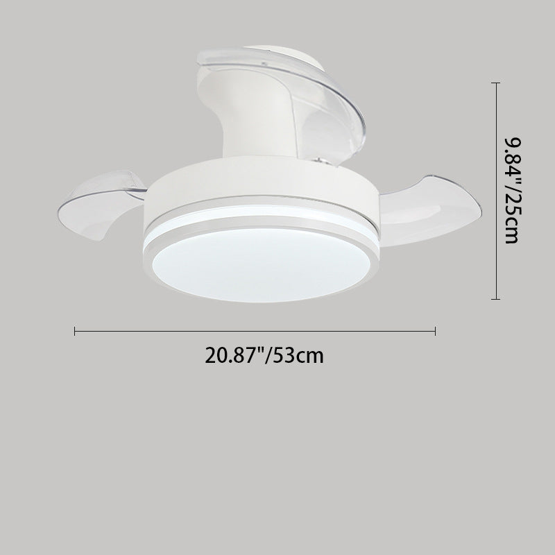 Contemporary Nordic Iron Acrylic ABS Round Stripe LED Semi-Flush Mount Ceiling Fan Light For Living Room