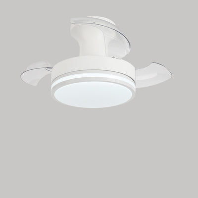 Contemporary Nordic Iron Acrylic ABS Round Stripe LED Semi-Flush Mount Ceiling Fan Light For Living Room