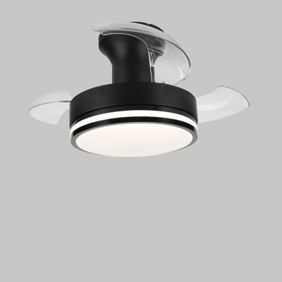 Contemporary Nordic Iron Acrylic ABS Round Stripe LED Semi-Flush Mount Ceiling Fan Light For Living Room