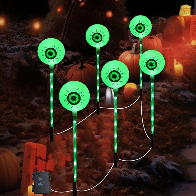 Modern Art Deco Solar Battery Waterproof Round Eyeball Halloween PVC LED Outdoor Light Landscape Lighting For Garden