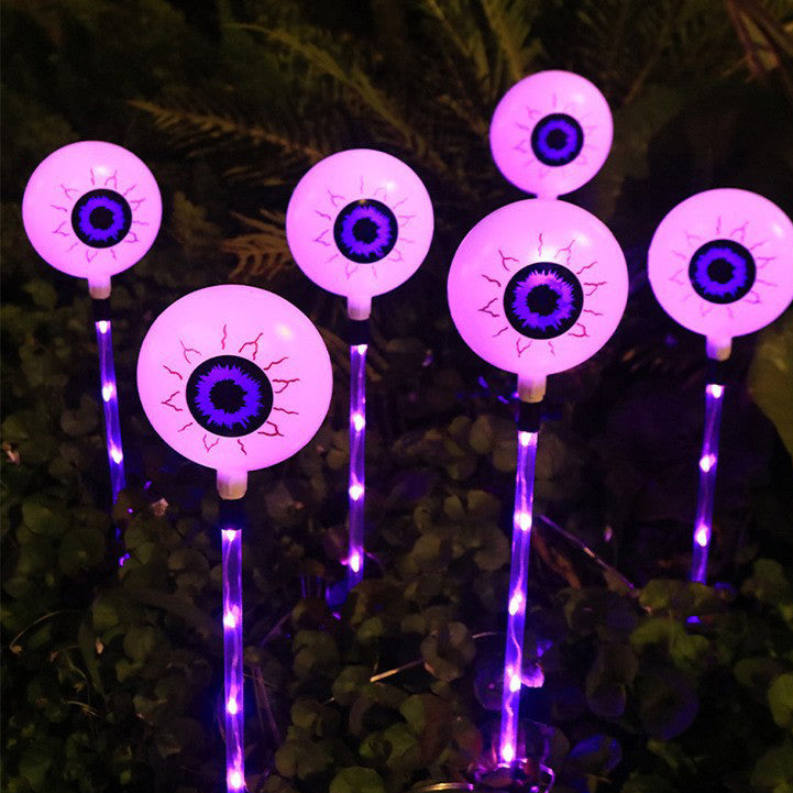 Modern Art Deco Solar Battery Waterproof Round Eyeball Halloween PVC LED Outdoor Light Landscape Lighting For Garden