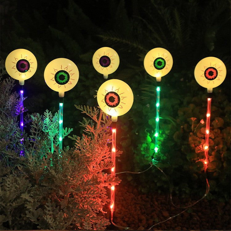 Modern Art Deco Solar Battery Waterproof Round Eyeball Halloween PVC LED Outdoor Light Landscape Lighting For Garden