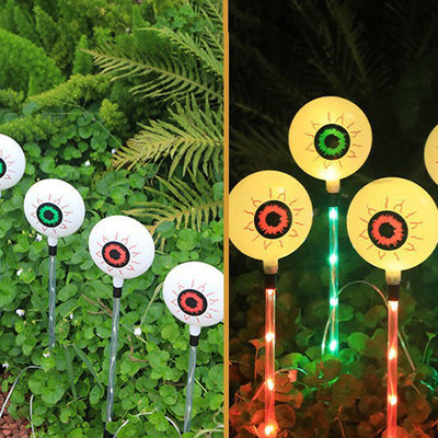 Modern Art Deco Solar Battery Waterproof Round Eyeball Halloween PVC LED Outdoor Light Landscape Lighting For Garden