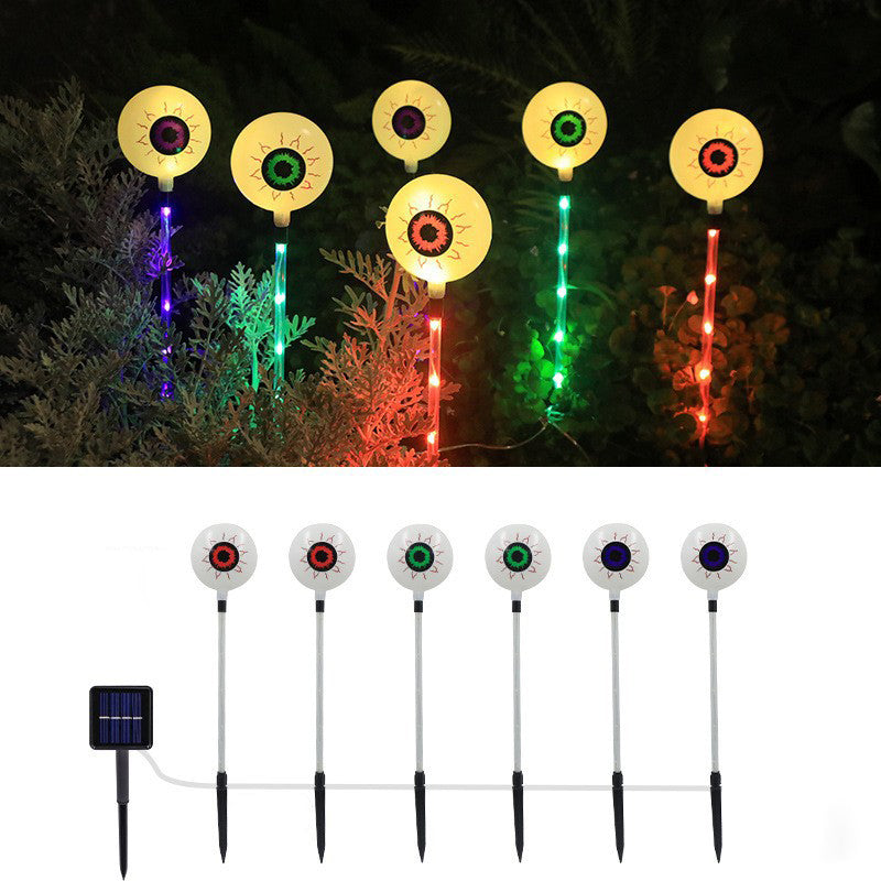 Modern Art Deco Solar Battery Waterproof Round Eyeball Halloween PVC LED Outdoor Light Landscape Lighting For Garden