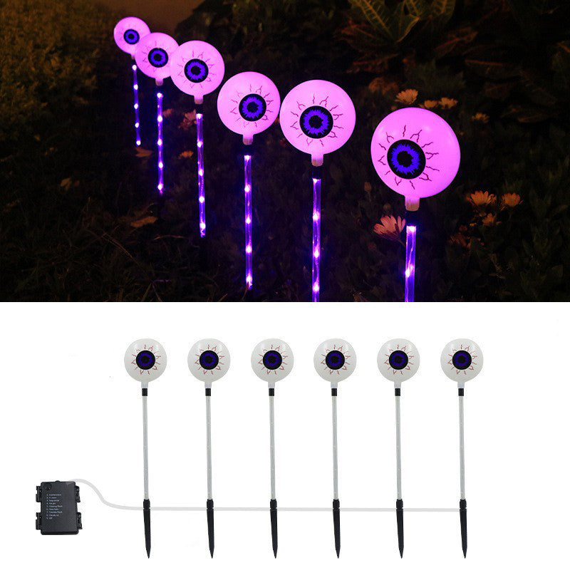 Modern Art Deco Solar Battery Waterproof Round Eyeball Halloween PVC LED Outdoor Light Landscape Lighting For Garden