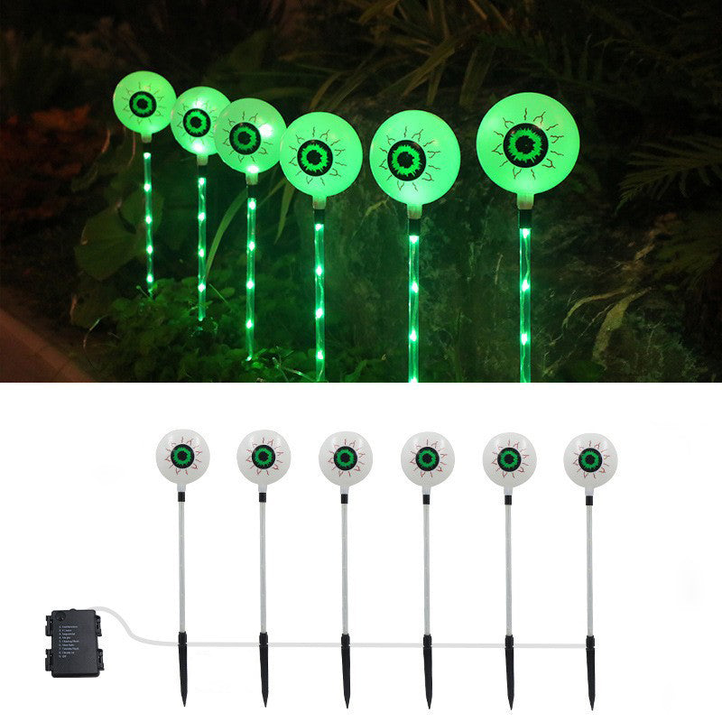 Modern Art Deco Solar Battery Waterproof Round Eyeball Halloween PVC LED Outdoor Light Landscape Lighting For Garden