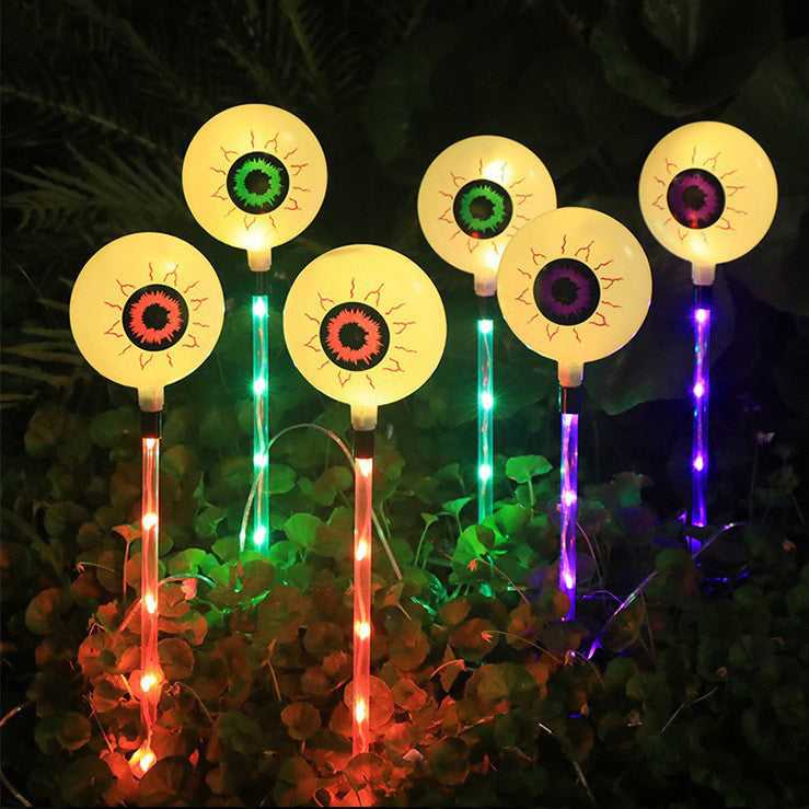 Modern Art Deco Solar Battery Waterproof Round Eyeball Halloween PVC LED Outdoor Light Landscape Lighting For Garden