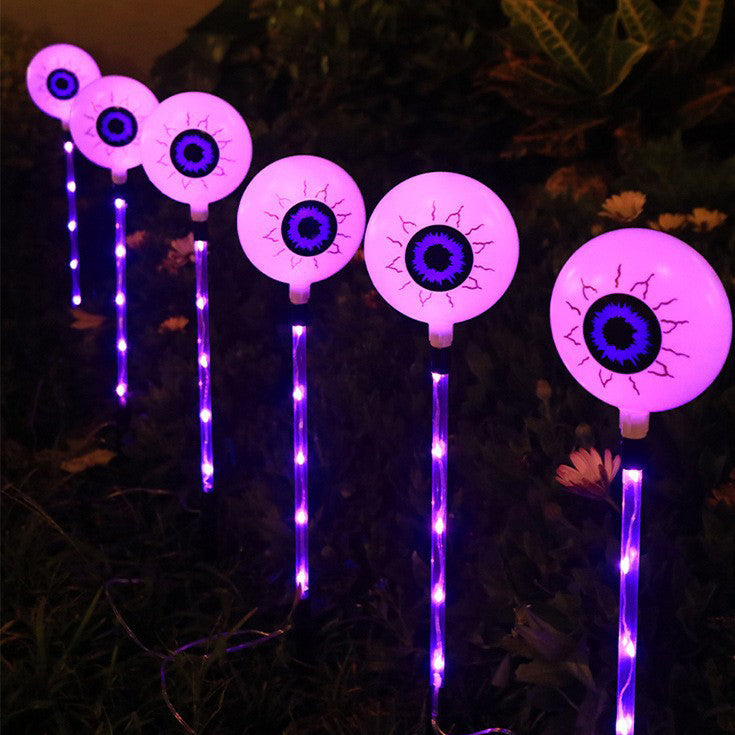 Modern Art Deco Solar Battery Waterproof Round Eyeball Halloween PVC LED Outdoor Light Landscape Lighting For Garden