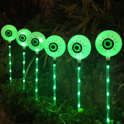 Modern Art Deco Solar Battery Waterproof Round Eyeball Halloween PVC LED Outdoor Light Landscape Lighting For Garden