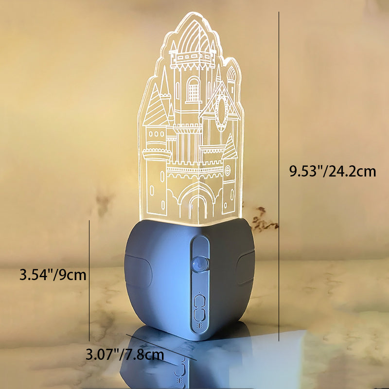 Modern Art Deco Rechargeable Human Sensor Magnetic ABS Acrylic Castle LED Wall Sconce Lamp Night Light For Hallway