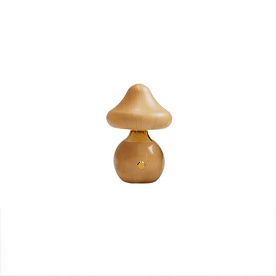 Contemporary Creative Rechargeable Mushroom Solid Wood LED Table Lamp Night Light For Bedside