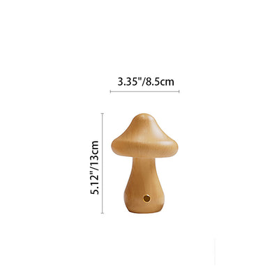 Contemporary Creative Rechargeable Mushroom Solid Wood LED Table Lamp Night Light For Bedside