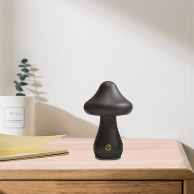 Contemporary Creative Rechargeable Mushroom Solid Wood LED Table Lamp Night Light For Bedside