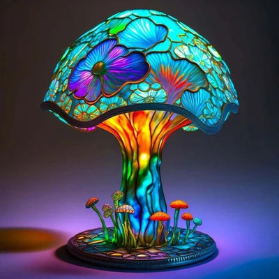 Modern Art Deco Resin Mushroom Carved USB LED Table Lamp For Living Room