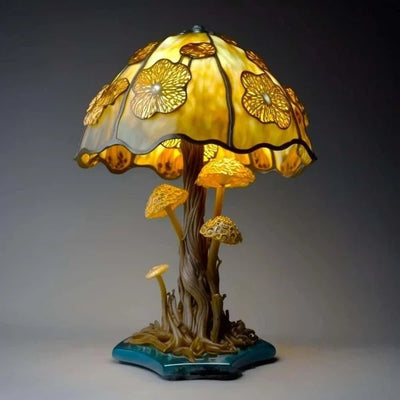 Modern Art Deco Resin Mushroom Carved USB LED Table Lamp For Living Room