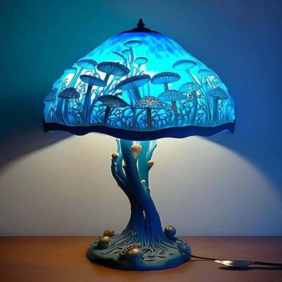 Modern Art Deco Resin Mushroom Carved USB LED Table Lamp For Living Room