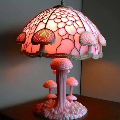 Modern Art Deco Resin Mushroom Carved USB LED Table Lamp For Living Room