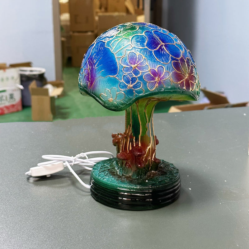 Modern Art Deco Resin Mushroom Carved USB LED Table Lamp For Living Room