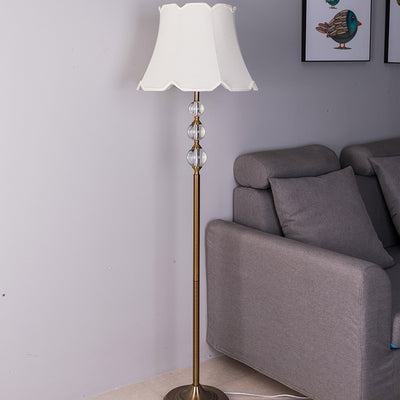 Contemporary Nordic Iron Fabric Crystal Ball Drum 1-Light Standing Floor Lamp For Living Room