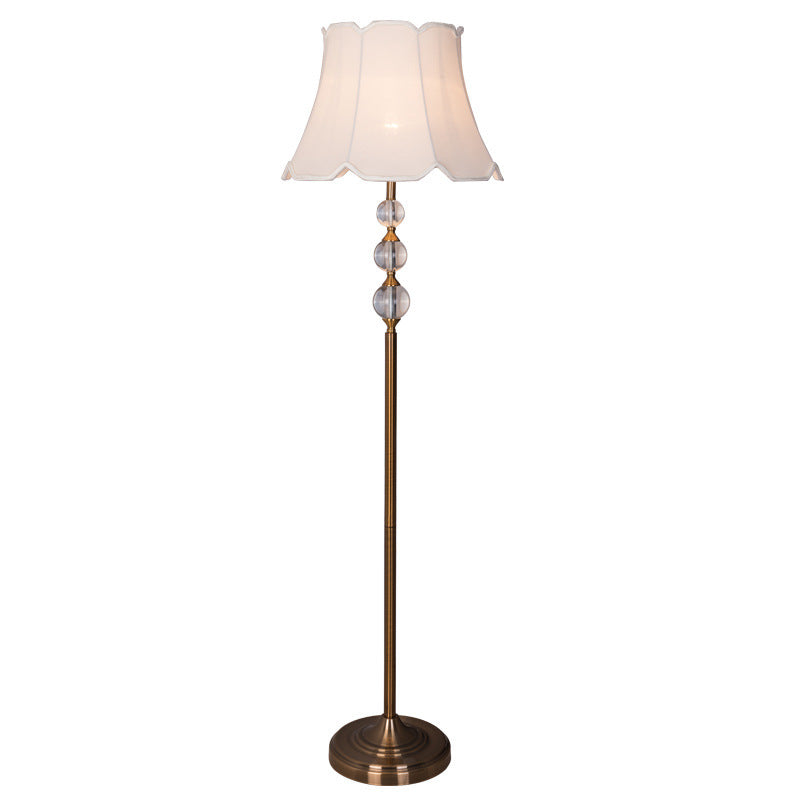 Contemporary Nordic Iron Fabric Crystal Ball Drum 1-Light Standing Floor Lamp For Living Room