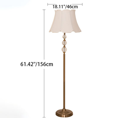 Contemporary Nordic Iron Fabric Crystal Ball Drum 1-Light Standing Floor Lamp For Living Room