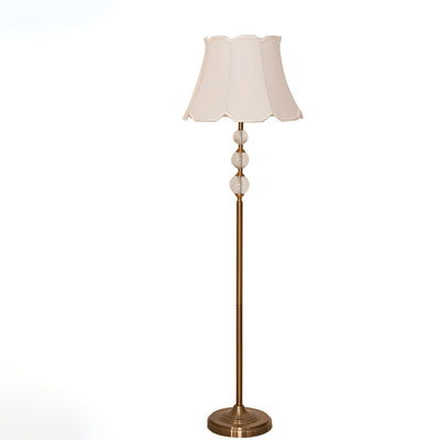 Contemporary Nordic Iron Fabric Crystal Ball Drum 1-Light Standing Floor Lamp For Living Room