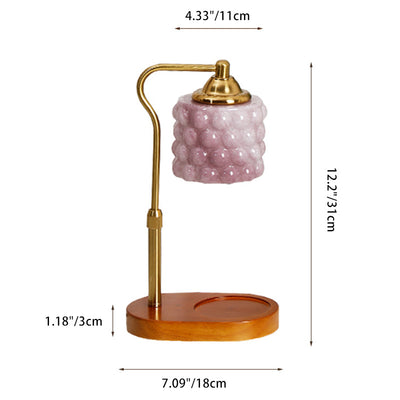 Traditional French Iron Wood Glass Cylinder Dot 1-Light Melting Wax Table Lamp For Bedside