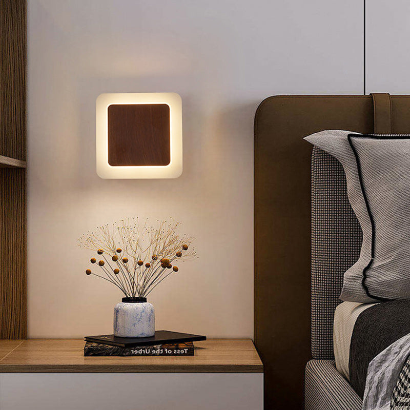 Contemporary Scandinavian Iron Acrylic Round Square Rotatable LED Wall Sconce Lamp For Bedside