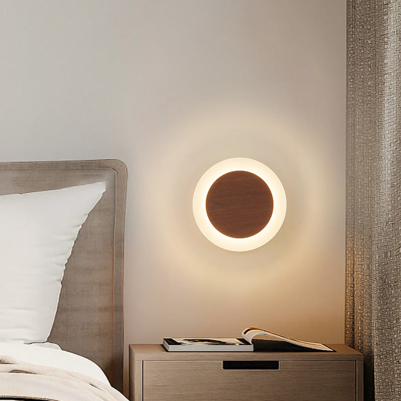 Contemporary Scandinavian Iron Acrylic Round Square Rotatable LED Wall Sconce Lamp For Bedside