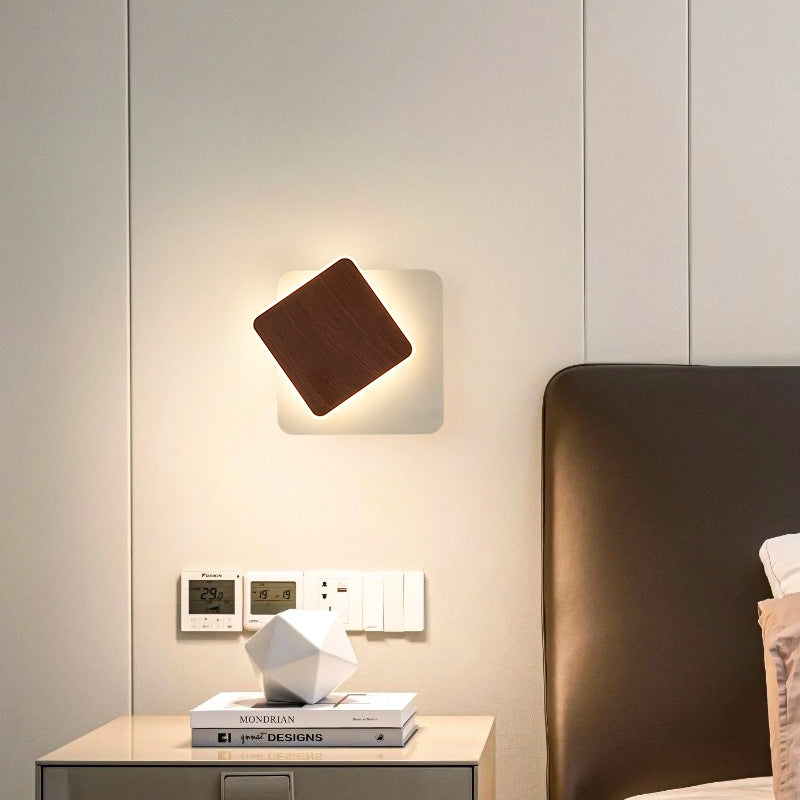 Contemporary Scandinavian Iron Acrylic Round Square Rotatable LED Wall Sconce Lamp For Bedside